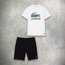 Lacoste Jersey Signature Print T-Shirt/Short Set White/Black