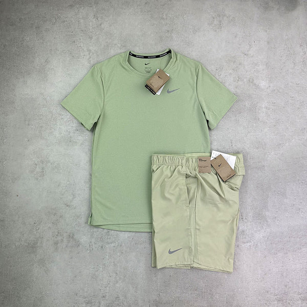 Nike Miler T-shirt/ Shorts Set Khaki Green