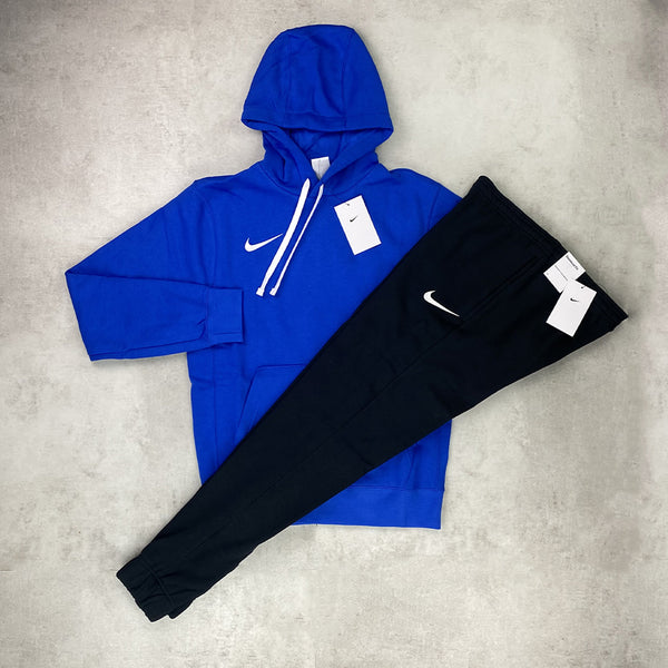 Nike Fleece Hoodie Pants Tracksuit Set Blue Black
