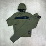 under armour tracksuit khaki green jacket and pants 