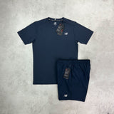 new balance t-shirt and shorts set navy blue 