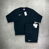 Nike Crew Neck Sweater/ Shorts Set Black