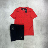 under armour t-shirt shorts set red black 