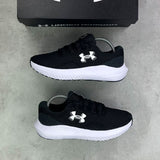 under armour charged running shoes black white 