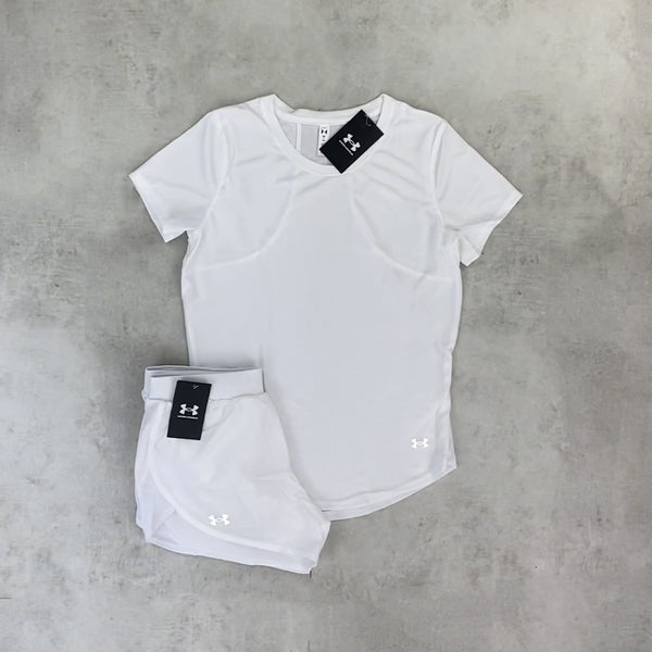 Under Armour T-Shirt/ Shorts White Set Women's – StockUK