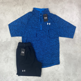 Under Armour Half Zip and Shorts Digital Blue and Black 