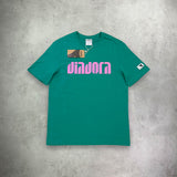 Diadora Logo Green T-Shirt Green/Pink from StockUK