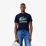 Lacoste Jersey Signature Print T-Shirt Navy Blue