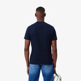 Lacoste Jersey Signature Print T-Shirt Navy Blue