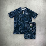 Altryn Brush Print T-Shirt/Short Set Navy Mix from StockUK