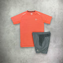 Cruyff Degrees Flame T-Shirt/Short Set Orange/Grey