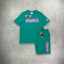 Diadora ATHL. logo T-Shirt/Short Set Green 562 C from StockUK