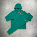 Diadora Logo Hoodie/Pant Tracksuit Set Green/Pink from StockUK
