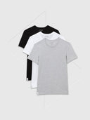 Lacoste 3 Pack Crew T-Shirt Black/Grey/Black from StockUK