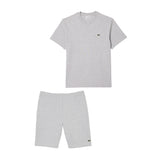 Lacoste Cotton T-Shirt/Short Set Silver Chine