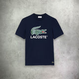 Lacoste Jersey Signature Print T-Shirt Navy Blue