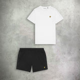 Lyle and Scott Sports Tape T-Shirt/Short Set White/Black