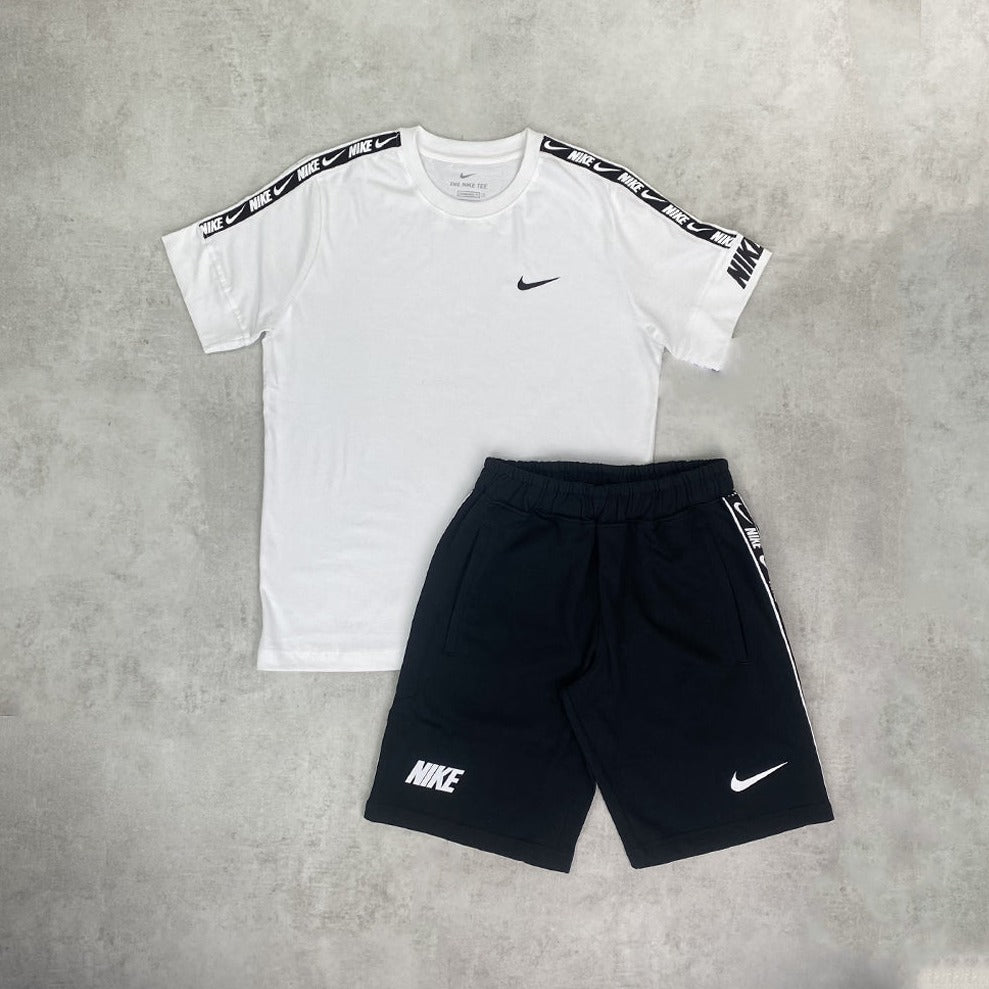 nike sportswear t-shirts shorts set white black 