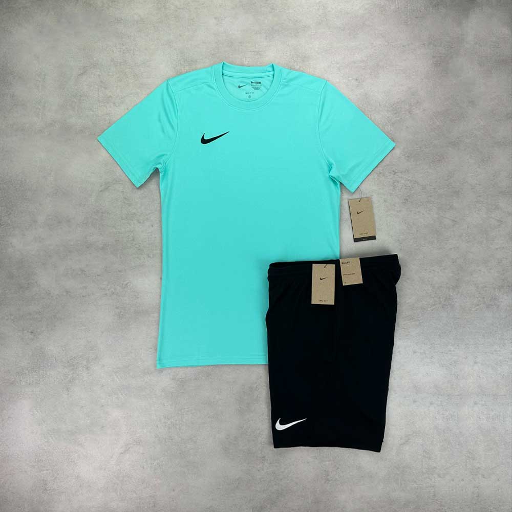 Nike Dri Fit T Shirt Shorts Set Turquoise Black Stockuk