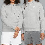 Nike Fleece Club Hoodie in dark grey and white, featuring a soft fleece design for warmth and a classic, versatile look.