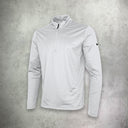Nike Dri-Fit Victory Golf Half Zip in grey and black, featuring moisture-wicking fabric for comfort and performance on the course.