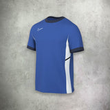Nike Academy Short Sleeve T-Shirt in royal blue, featuring a lightweight, moisture-wicking design for a comfortable and athletic look.