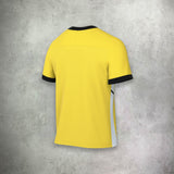 Nike Academy Short Sleeve T-Shirt in yellow, featuring a lightweight, moisture-wicking design for a comfortable and athletic look.