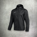 Nike Academy Rain Jacket in black, featuring a water-resistant design for comfort and protection in wet conditions.