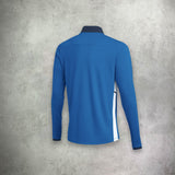 Nike Academy Drill Half Zip Top in royal blue, featuring a streamlined design with moisture-wicking fabric for performance and style