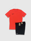 Nike Dri-Fit T-Shirt/Short Set Crimson/Black from StockUK