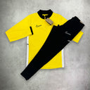 Nike Academy Drill Half Zip Top/Pant Tracksuit Set Yellow/Black