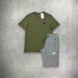 Nike Sportwear Club T-shirt/Short Set Khaki Green/Grey