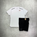 Nike Miler Short Sleeve Graphic Running Challenger T-shirt/Short Set White/Black