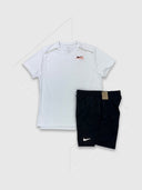 Nike Miler Short Sleeve Graphic Running Challenger T-shirt/Short Set White/Black from StocKUK