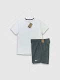 Nike Miler T-Shirt/Short Set White/Grey