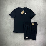 Nike Miler T-Shirt/ Shorts Set Black from StockUK