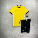 Nike Academy Shorts Sleeve T-Shirt/Short Set Yellow/Black
