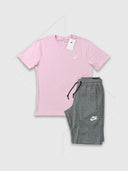 Nike Sportwear Club T-shirt/Short Set Pink/Grey from StockUK