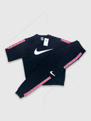 Nike Sportwear Crew Neck Repeat Tracksuit Set Black/ Pink from StockUK