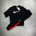 Nike Swoosh Air Crew Neck Tracksuit Set Black/Red