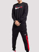 Nike Swoosh Air Crew Neck Tracksuit Set Black/Red from StockUK