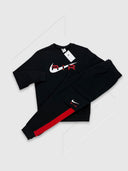 Nike Swoosh Air Crew Neck Tracksuit Set Black/Red from StockUK