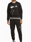 Nike Swoosh Air Crew Neck Tracksuit Set Black/White from StockUK