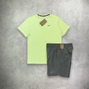 nike miler t-shirt and nike challenger shorts sets in volt and grey, from StockUK