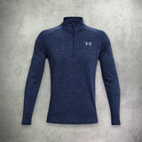 Under Armour Tech 2.0 Half Zip in navy blue, designed with moisture-wicking fabric and a streamlined fit for optimal comfort and performance.