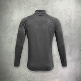 Under Armour Tech 2.0 Half Zip in carbon heather and black, featuring moisture-wicking fabric and a modern, athletic fit for performance and comfort.