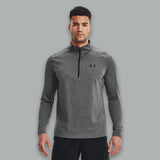 Under Armour Tech 2.0 Half Zip in carbon heather and black, featuring moisture-wicking fabric and a modern, athletic fit for performance and comfort.