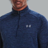 Under Armour Tech 2.0 Half Zip in navy blue, designed with moisture-wicking fabric and a streamlined fit for optimal comfort and performance.