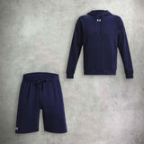 Under Armour Rival Fleece Hoodie/Short Set Navy