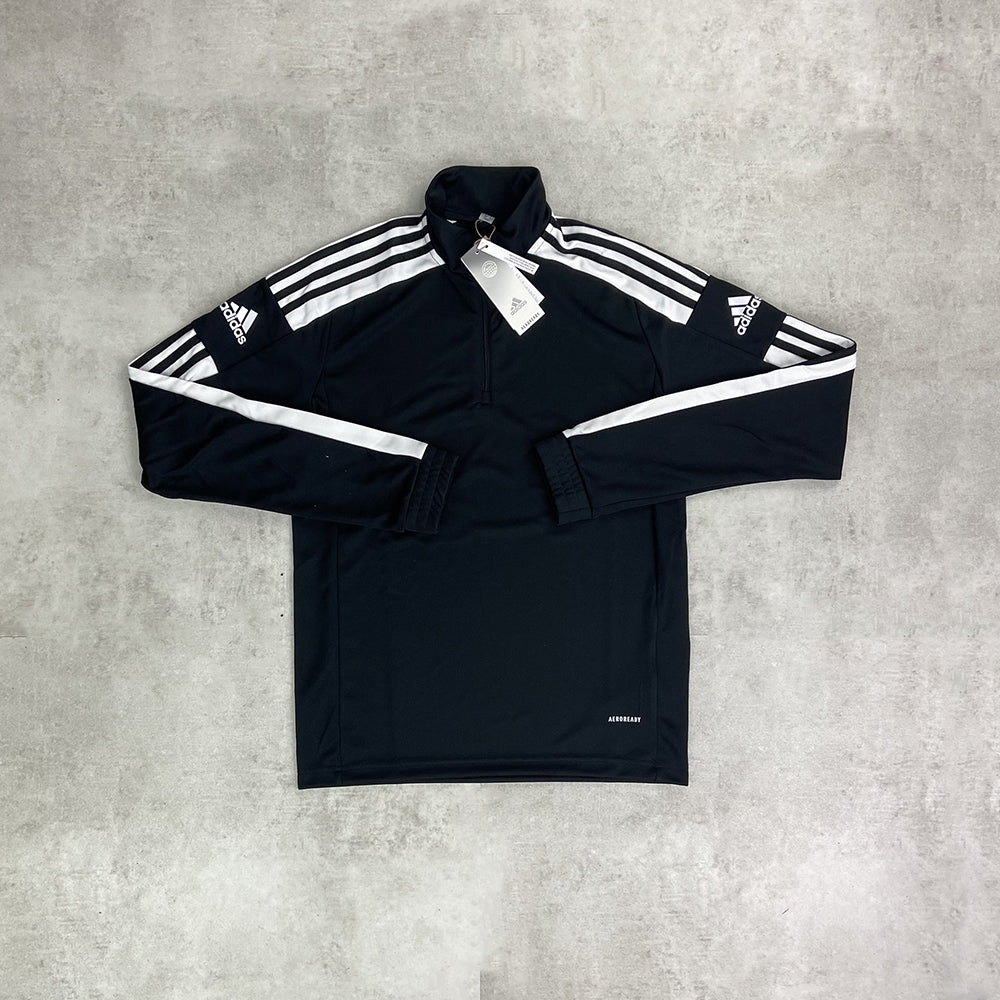 Adidas 3 Stripe Half Zip Black/ White